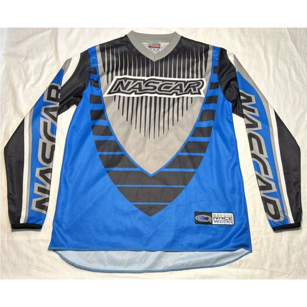 VINTAGE Beyond Race Wear NASCAR Jersey Long Sleeve Shirt Sz L Racing Multi Color